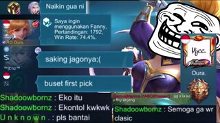 NYAMAR JADI OURA MINTA NAIKIN FIRST PICK FANNY !!! MUSUH AUTO TOXIC GAME RASA 1 VS 5 KWKW