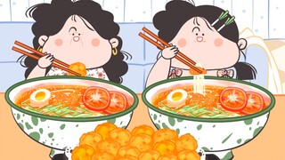 - Yanghuahua Family Animation Food Broadcast｜My mom and I’s immersive cold noodles and fried meatbal