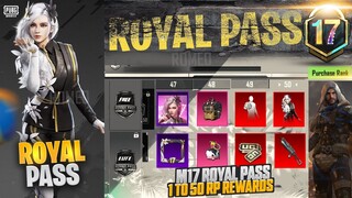 M17 Royal Pass |  1 To 50 Rp Rewards | 2 Mythic Outfits | TIER Rewards |PUBGM/BGMI