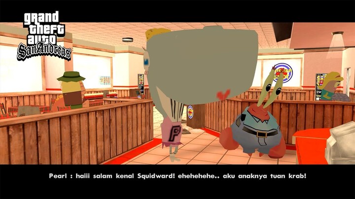 SQUIDWARD JATUH CINTA PADA PEARL - GTA Lucu Spongebob