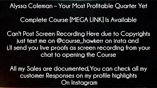 Alyssa Coleman Course Your Most Profitable Quarter Yet Download