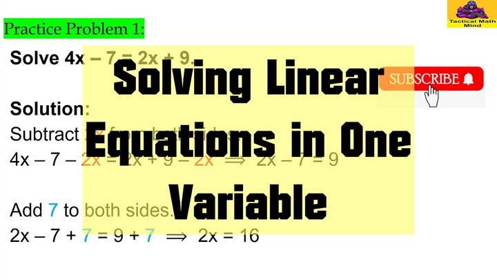 Solving Linear Equations in One Variable | Math Tutorials