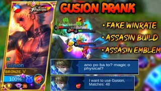 Gusion Prank FAKE Winrate | Physical DAMAGE BUILD?! | Outplayed Moments 🔥|