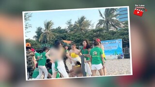 Xôn xao 2 cô gái 'CỞI ÁO NGỰC' chơi team building 'NHỨC MẮT' ở biển Cửa Lò