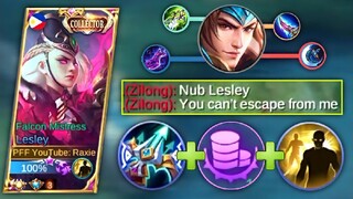 HOW TO DEAL AGAINST AGGRESSIVE ZILONG!? | TOP GLOBAL LESLEY BEST BUILDS & EMBLEMS - MLBB