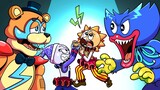 FNAF VS Huggy Wuggy Battle!! | FNAF & Poppy Playtime Animation Compilation!! | SLIME CAT