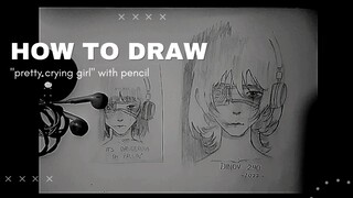 HOW TO DRAW CRY ANIME GIRL with eyepatch and headphone