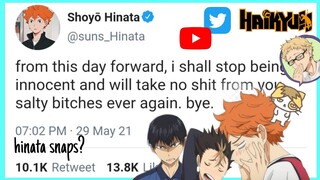 if haikyuu characters had twitter?? || HINATA SNAPS?? || haikyuu tweets