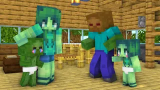 Monster School || BABY ZOMBIE HAPPY and UNHAPPY BABY ZOMBIE || Minecraft Animation