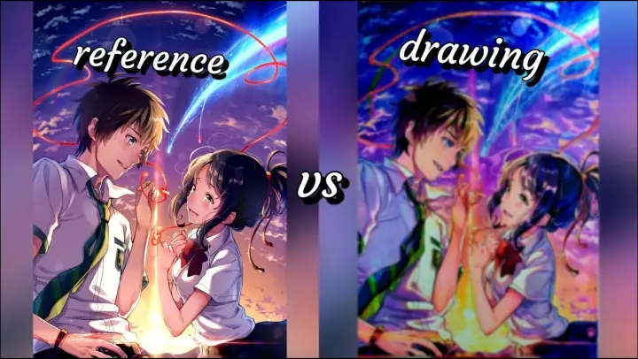Drawing anime kimi no nawa  taki and mitsuha  battle art anime tema couple from Facebook