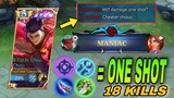 18 KILLS + MANIAC! CHOU BEST BUILD AND EMBLEM FOR ONE SHOT | YOU MUST TRY