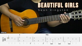 Beautiful Girl - Sean Kingston - Fingerstyle Guitar Tutorial + TAB & Lyrics