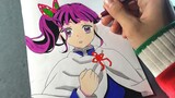 Cara menggambar kanao tsuyuri - kimetsu no yaiba | demonslayer | cara mewarnai