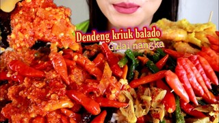 ASMR DENDENG KRIUK BALADO + GULAI NANGKA + PEYEK UDANG | ASMR MUKBANG INDONESIA