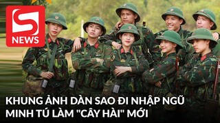 Khung ảnh lần đầu đủ dàn sao đi nhập ngũ, Minh Tú làm "cây hài" mới