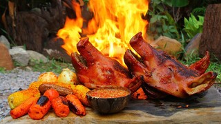 Roasted Pork Head BBQ Recipe - Cooking Pig Head BBQ Eating with Spicy Chili Sauce So Delicious