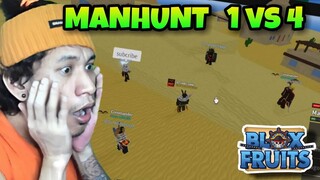 Blox Fruits Manhunt, 1 Vs 4 Hunters | Roblox