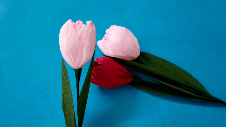 Origami Flower Tutorial: Teach you to fold beautiful and realistic tulips with crepe paper. The meth