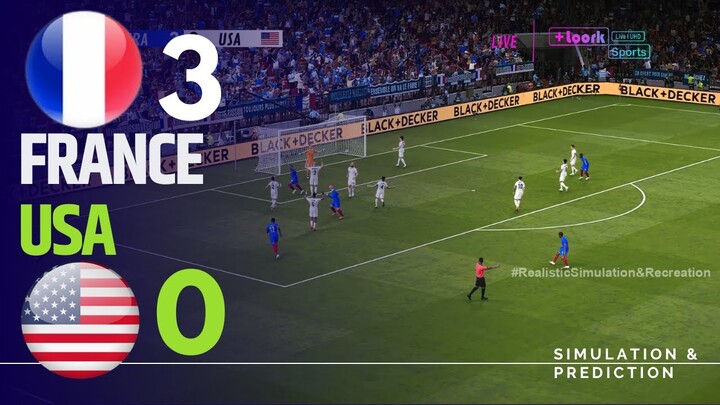 Buts du match France 3-0 Etats-Unis. Simulation de jeu vidéo pour les JO de Paris 2024