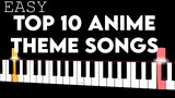 Top 10 Anime Theme Songs | EASY Piano Tutorial