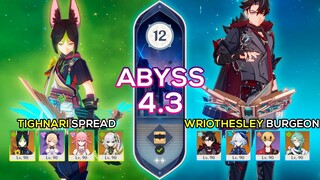 C0 Tighnari Spread & C0 Wriothesley Burgeon - Spiral Abyss 4.3 - Genshin Impact