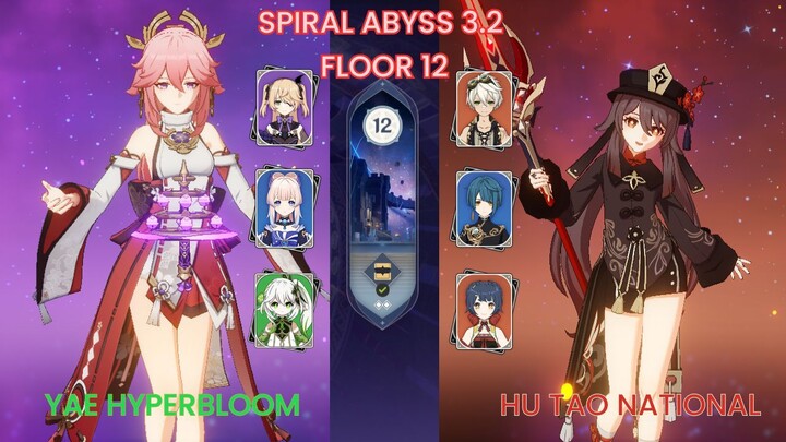SPIRAL ABYSS 3.2 Yae Hyper Bloom & Hu Tao National Floor 12