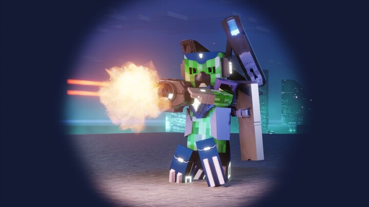 MMD·3D|MINECRAFT|Wearing the Mecha and Fight