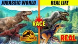 Jurassic World Dinosaur vs Real Life Dinosaur Race | SPORE