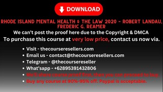 Rhode Island Mental Health & The Law 2020 – Robert Landau, Frederic G. Reamer
