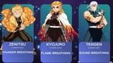DEMON SLAYERS CHARACTERS BREATHING STYLES