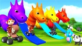 Gorilla Monkey with Monster Bike Fun Dragon Slider Gameplay | Funny Animals Videos in Forest 3D Game