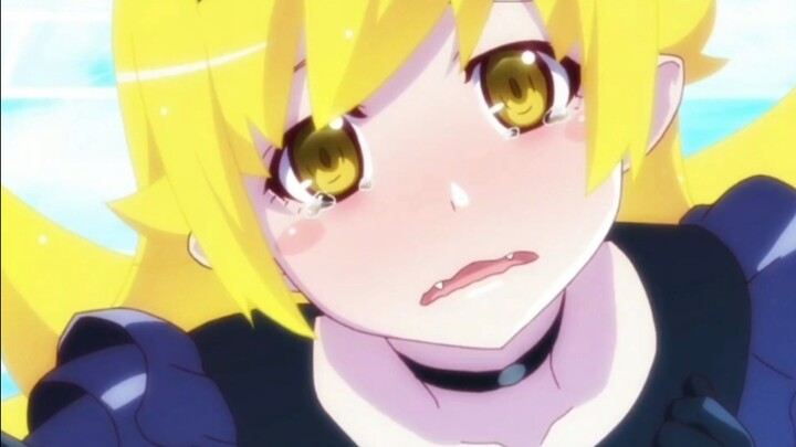 Shinobu yang terlihat kesal karena kepalanya diinjak, imut banget!