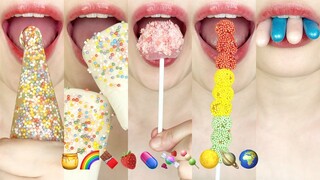 asmr EMOJI FOOD HONEY CANDY MUKBANG 🍯🌈🍫🍓💊🍬🍡🌕🪐🌍 꿀 캔디 이모지 먹방 eating sounds