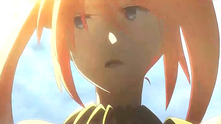 In order to protect Sakura, Shirou projects Saber's sword of victory to destroy the Holy Grail