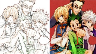 Anime coloring.Hunter x hanter.Kurapika. Gon. Killua. Leorio