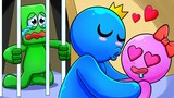 Green Falls In Love?! | Blue x Pink Sad Story | Roblox Rainbow Friends Animation