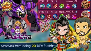 JAWHEAD VS 2 META FIGHTERS ( ROGER ft. CHOU ) + IMPOSSIBLE COMEBACK | LocKnJaW MLBB