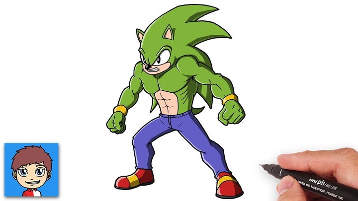 Cara Menggambar Sonic Hulk dengan Mudah