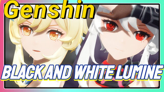 Genshin Impact Black and white Lumine