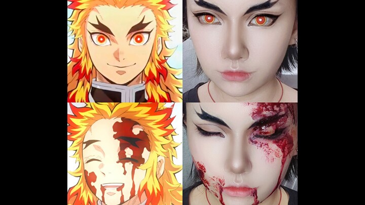 [Qi Guanqing] Demon Slayer Purgatory Xing Shoulang cos eye makeup imitation makeup tutorial