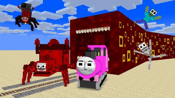 Monster School : TRAIN EATER ATTACK | CHOO CHOO CHARLES GIRLFRIEND THOMAS PINK - Minecraft Animation