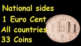 collector National sides 1 Euro Cent all euro countries 33 Coins