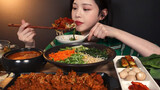 【Eat with boki中字】 春季时令野菜野葱拌饭+韩式调味烤鸭肉