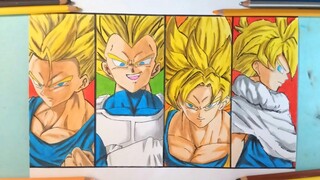 Menggambar dragonball | speed drawing dragonball (goku vegeta gohan)