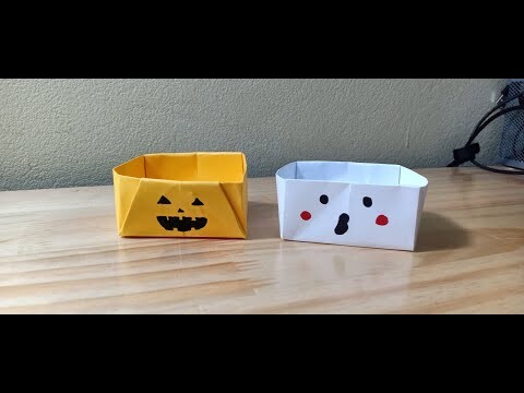 Làm đồ trang trí Halloween pumpkin box | Handmade Halloween origami pumpkin