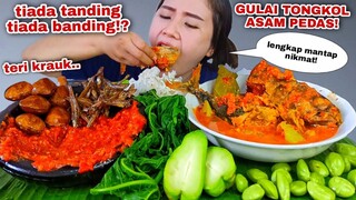 JADI NAMBAH⁉️ GULAI TONGKOL TERI ASIN SAMBEL TERASI LALAPAN  PETE MENTAH JENGKOL DAUN PEPAYA LABU