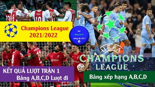 TIN BÓNG ĐÁ Kết quả cup c1 châu âu, Bảng xếp hạng A,B,C,D Lượt trận 1 I Champions league 21/22