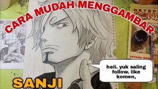 cara mudah menggambar anime one piece sanji