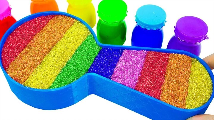 Slimes make rainbow spoon bathtub toys, color enlightenment, creative manual tutorials for early chi