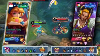 Nana Gajah VS Top Global Bruno - Gameplay Nana - Nana Slumber Party - Mobile Legends